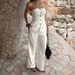Women's Spring/Summer Strapless Suit Vest High-Waisted Wide-Leg Pants Set European American Style_ecoleips.com
