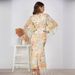 Women's Clothing Long Printed Dress Long Dress Slim Irregular Fold Swallowtail Skirt_ecoleips.com