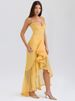 Mozision Ruffled Draped Ruched Sexy Maxi Dress For Women Yellow Spaghetti Strap Sleeveless Backless Club Party Sexy Long Dress_ecoleips.com