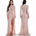 Women's Clothing Sexy Retro Long Sleeved See Through Sequin Dress Evening Dress_ecoleips.com