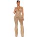 Women's Clothing Fashion Hollow Tie Waist Denim Jumpsuit_ecoleips.com