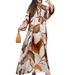 Elegant V-Neck Floral Print Maxi Dress With Long Sleeves – Comfortable Loose Fit For Casual & Office Wear_ecoleips.com