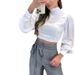 Women's Clothing summer new temperament slim fitting puff sleeve top design drawstring suit pants suit for women_ecoleips.com