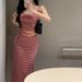 Pure Desire Style Hot Girl Temperament Striped Camisole Vest Women Summer Bodycon Skirt Fashion Two-Piece Set_ecoleips.com