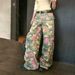 OREETA | Wilderness Loose American Trendy Brand Wide Leg Pure Cotton Rose Camouflage Work Pants_ecoleips.com