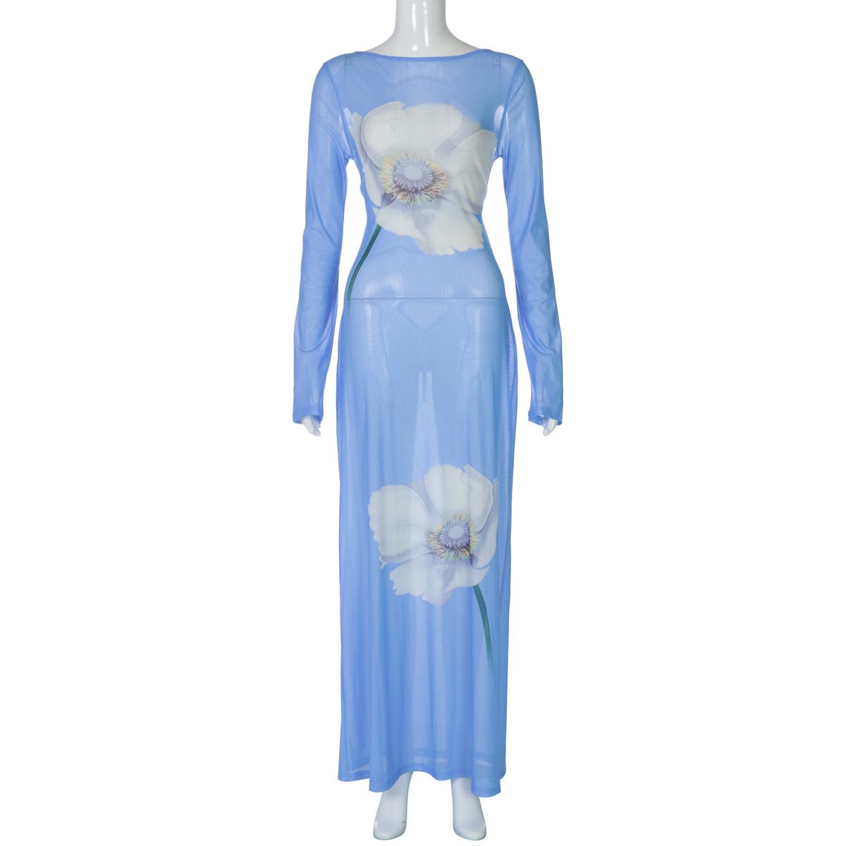 Summer Mesh See through Backless Tie up Dress for Sexy Hot Girl European And American Ins Style New 2025_ecoleips.com