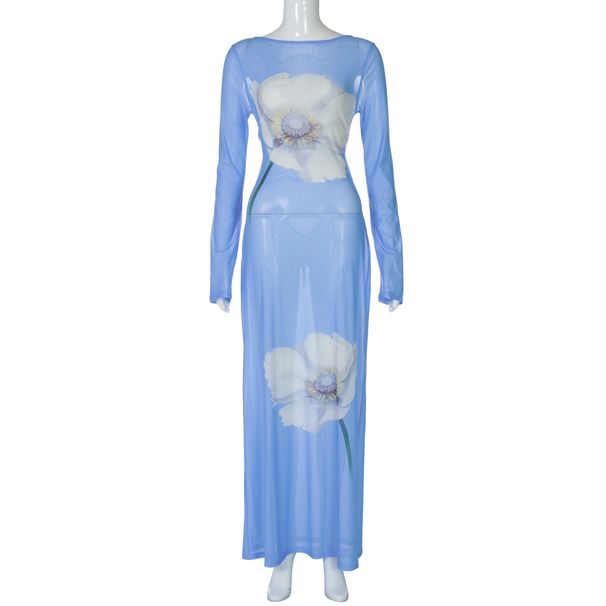 Summer Mesh See through Backless Tie up Dress for Sexy Hot Girl European And American Ins Style New 2025_ecoleips.com