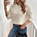 Women's Clothing Butterfly Knot Back Detail Casual Long Sleeve Sweater - Soft Beige, Relaxed Fit, Breathable Polyester Blend, Versatile Streetwear_ecoleips.com