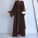 Verve M2599 Ladies Muslim New Solid Color Chiffon Elegant Dress Casual Loose Coat_ecoleips.com