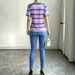 Women's European American Style Color Block Striped Short Sleeve T-Shirt High Elastic Faux Denim Skinny Jeans Summer Casual Slimming Two Piece Set_ecoleips.com