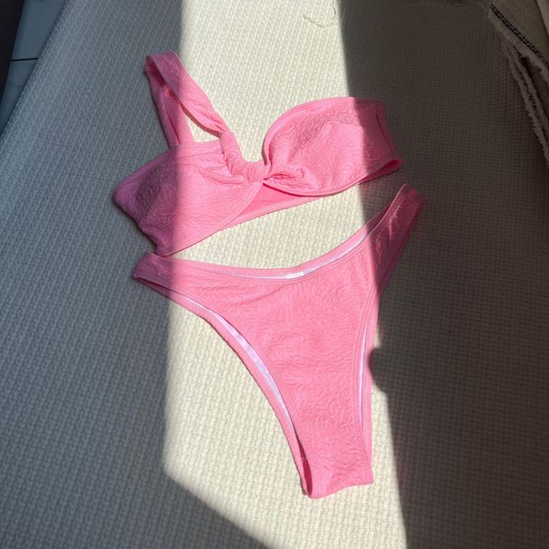 Sexy One Shoulder Strapless Bikini European American Style 2025 New Fabric Two Piece Swimsuit Cross Border Women's Clothing_ecoleips.com
