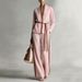 Women's Color Block Cardigan Shirt And Wide Leg Pants Set Casual Spring/Summer Two-Piece Outfit European American Style_ecoleips.com
