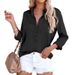 Aria Basics Aria Basics In-stock European And American Women's Clothing 2023 Spring New Satin Long-sleeve V-neck Office Business Shirt_ecoleips.com