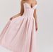 Women's Clothing Solid Color V Neck Large Swing Sleeveless Herringbone Tube Top Elegant Sexy Slim Fit Mid Length Dress_ecoleips.com
