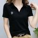 Internet Celebrity Popular Women's Polo Shirt V-neck Short-sleeved T-shirt Women's Summer New Loose Foreign Style Age-reducing Casual Top_ecoleips.com
