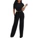 31377 Round Neck Pullover Design Sense Casual Slim Sexy Personality Fashion Women's Pants Set_ecoleips.com