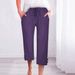 Suitable For All Seasons Summer Autumn New Women's Loose Breathable Linen Capri With Side Pockets And Split Hem Casual Pants_ecoleips.com