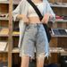 2025 Summer Hot Girl Denim Shorts Women Loose Ripped High Waist Casual Versatile Straight Five-Point Pants_ecoleips.com