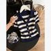 Summer Striped Collar Short Sleeve T-Shirt For Women Fashionable Slimming Ice Silk Knit Top Youthful Clothing_ecoleips.com