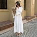Women's Clothing High Waisted V Neck Long Sleeved Dress For Women Elegant Simple Style Spring Summer For Formal & Casual_ecoleips.com