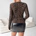 Women’S Fitted Long Sleeve T-Shirt – Leopard Print, Cutout Detail & Round Neck (Brown, S-Xxl) | Chic Office-To-Evening Style_ecoleips.com