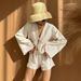 Women's Clothing Pure Cotton Bandage Cardigan Shorts Suit Loose Casual Shorts Suit_ecoleips.com