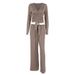 Khaki Sleeve Long Pants Knitted Milk Silk Comfortable Skin-Friendly Pajama Set European And American Autumn_ecoleips.com