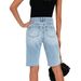 Women'sClothing High Elastic Small Feet Pants Mid Waist Quarter Pants Perforated Jeans_ecoleips.com