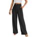 Women's High Waist Wide Leg Dress Pants - Business Casual Trousers With Pockets, Polyester Straight Leg Pant For Work Office_ecoleips.com