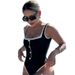 Women's Clothing Swimsuit Black And White Simple Ins Style High End One Piece Swimsuit Swimsuit Female Small Fragrance Style Button Decoration_ecoleips.com