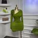Women's Asymmetrical Neckline Short Dress With Long Sleeves Elegant Slimming Pleated Design American Style Floral INS_ecoleips.com