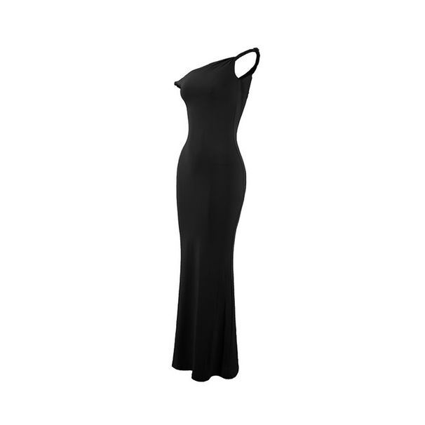 Women's One Shoulder Mermaid Maxi Dress Sleeveless Bodycon Floor-Length Evening Gown For Prom Cocktail Party Wedding Formal Occasions_ecoleips.com
