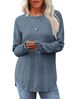 Women’s Long Sleeve Blouse – Relaxed Fit Round Neck Tunic Top With Side Slits (10 Elegant Colors, Polyester Stretch, Office & Casual Wear)_ecoleips.com