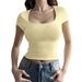 Y2k Staple Sleeveless Tee – Versatile U-Neck Cropped Tank Top (White/Black/Burgundy/Yellow, S-Xl) Cultural Fluidity_ecoleips.com
