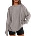 Verve New Summer Solid Color Long Sleeve Round Neck T-Shirt Loose Casual Women's Top Spring Autumn Versatile Base Shirt_ecoleips.com