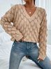 Classic V-Neck Knit Sweater For Women – Lightweight Long Sleeve Pullover (S-XL) | Breathable Polyester Casual Top_ecoleips.com