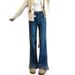 Women's High-Waisted Slimming Stretchy Flared Jeans Stylish Split Hem Flattering Plus Sizes For Spring Autumn Not Clingy_ecoleips.com