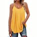 2026 New Cross-Border Women's Summer Tank Top With Pleated Thin Straps Loose Casual Vest_ecoleips.com