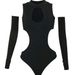 In-stock European American Cross-border Autumn Sexy Off-shoulder Top With Holes And Hollow-out Design, Tight-fitting_ecoleips.com