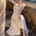 French Style High-End First Love White Strap For Women 2025 New Summer Long Dress Elegant Slim Fit_ecoleips.com
