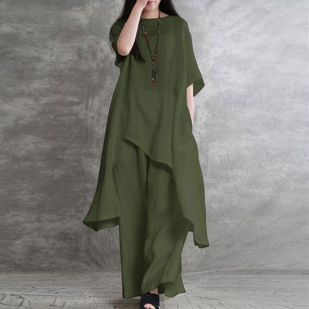 Women's Clothing Women's 2 Piece Set Casual Wear Sportswear Suit Short Sleeve O Neck Top Trousers_ecoleips.com