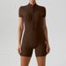 Women's Clothing Zipper Short Sleeved Yoga Jumpsuit Running Fitness Tight Sports One Piece Jumpsuit_ecoleips.com