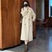 Plus Size Warm Wool Blend Trench Coat With Lining - Oversized Notched Lapel Long Coat For Women (Beige, Black)_ecoleips.com