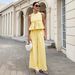 Women's Sleeveless Top & Straight Leg Pants Set - Breathable Polyester Office Casual Outfit (6 Colors, S-Xxl)_ecoleips.com