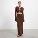 Tie Waist Long Sleeved Midi Skirt Set Women's Style Bell Sleeve Cardigan Slit Midi Skirt For Autumn_ecoleips.com