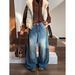 ICC Guangzhou Thirteen Lines Vintage Washed White Flocked Cuffed Wide-Leg Loose Jeans For Women 10581_ecoleips.com