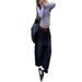 American-style Embroidered Patchwork Curved Hem Jeans For Women, Summer Design, Loose Retro High-waisted Wide-leg_ecoleips.com