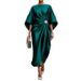 Women's Elegant Beaded Satin Design Dress For Commuter Temperament_ecoleips.com