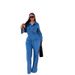 Women's Clothing Women's Denim Suits Long Sleeved Lapel Pocket Tops Lace Up Straight Trousers Two Piece Set European American Style_ecoleips.com