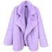 Korean-Style Mid-Length Faux Fox Fur Coat – Suit Collar Winter Jacket In Apricot & Light Purple_ecoleips.com